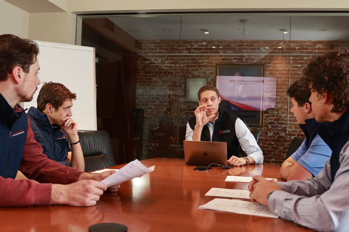 MCG team collaborating in boardroom